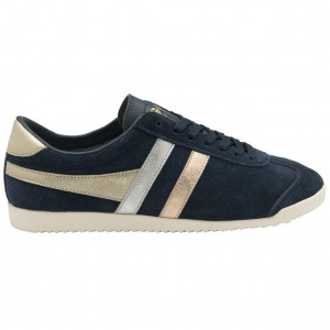 Gola Classics Bullet Mirror Trident Sneakers Azul Marino Plateadas Doradas España | HCB-908716