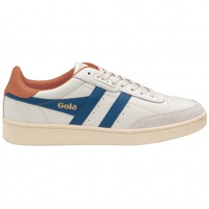 Gola Classics Contact Leather Sneakers Blancas Azules Naranjas España | XWQ-845360