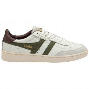 Gola Classics Contact Leather Sneakers Blancas Kaki Burdeos España | DPI-176235
