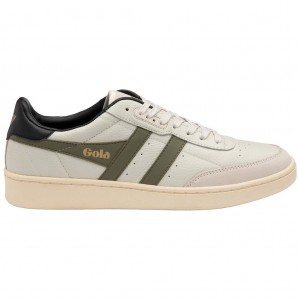 Gola Classics Contact Leather Sneakers Blancas Kaki Negras España | UMO-028513