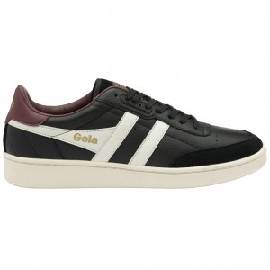 Gola Classics Contact Leather Sneakers Negras Blancas Burdeos España | BMZ-910423