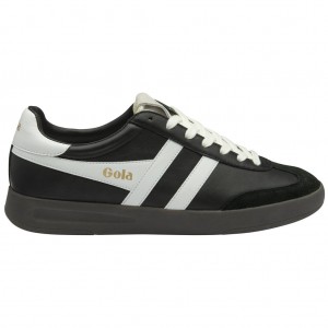Gola Classics Cyclone Leather Sneakers Negras Blancas Verde Menta España | ZEM-081659