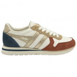 Gola Classics Daytona Quadrant Sneakers Blancas Naranjas Doradas España | IUB-596278