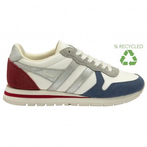 Gola Classics Daytona Quadrant Sneakers Blancas Plateadas Rojas Oscuro España | WOT-692418