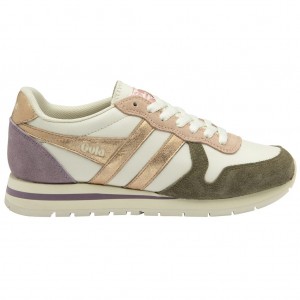 Gola Classics Daytona Quadrant Sneakers Blancas Kaki Rosas Doradas España | PDO-739580
