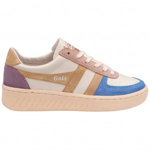 Gola Classics Grandslam Quadrant Sneakers Blancas Azules Doradas España | MET-096742