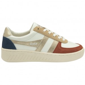 Gola Classics Grandslam Quadrant Sneakers Blancas Naranjas Doradas España | VZW-680129