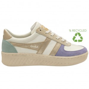 Gola Classics Grandslam Quadrant Sneakers Blancas Lavanda Doradas Verde España | XWP-596478