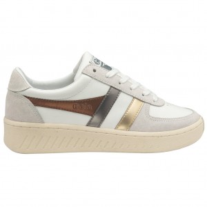 Gola Classics Grandslam Trident Metallic Sneakers Blancas Doradas España | SKR-236458