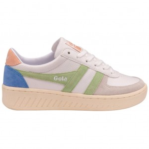 Gola Classics Grandslam Trident Sneakers Blancas Verde Rosas España | PUX-490835