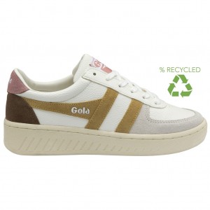 Gola Classics Grandslam Trident Sneakers Blancas Marrones Rosas España | GHK-105723