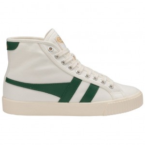 Gola Classics Tennis Mark Cox High Sneakers Blancas Verde Oscuro España | BAO-402856
