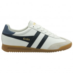 Gola Classics Torpedo Leather Sneakers Blancas Azul Marino España | IVE-470916
