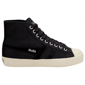 Gola Vegan Classics Coaster High Sneakers Negras Blancas España | DXU-073628