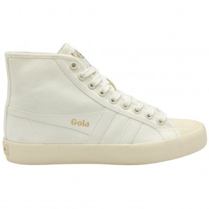 Gola Vegan Classics Coaster High Sneakers Blancas Doradas España | QEI-956178