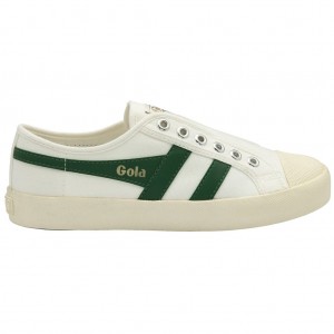 Gola Vegan Classics Coaster Slip Shoes Blancas Verde España | RLQ-405279