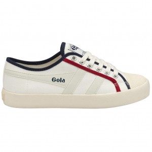 Gola Vegan Classics Coaster Smash Shoes Blancas Azul Marino Rojas Oscuro España | PZL-652308