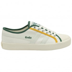Gola Vegan Classics Coaster Smash Shoes Blancas Verde Oscuro España | EMS-725361