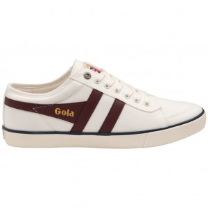 Gola Vegan Classics Comet Plimsoll Sneakers Blancas Burdeos Azul Marino España | ENI-170285