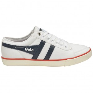 Gola Vegan Classics Comet Plimsoll Sneakers Blancas Azul Marino Rojas España | SQI-934182