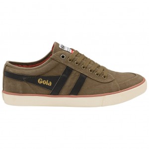 Gola Vegan Classics Comet Plimsoll Trainer Kaki Negras España | DSK-324157