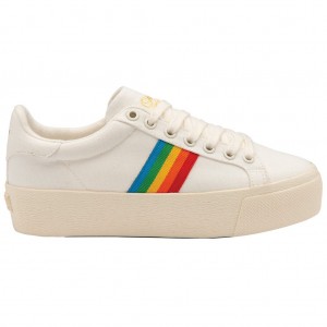 Gola Vegan Classics Orchid Platform Rainbow Shoes Blancas España | GNB-406812