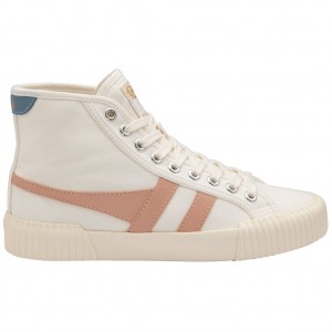 Gola Vegan Classics Rally High Plimsoll Sneakers Blancas Rosas España | ASY-092357
