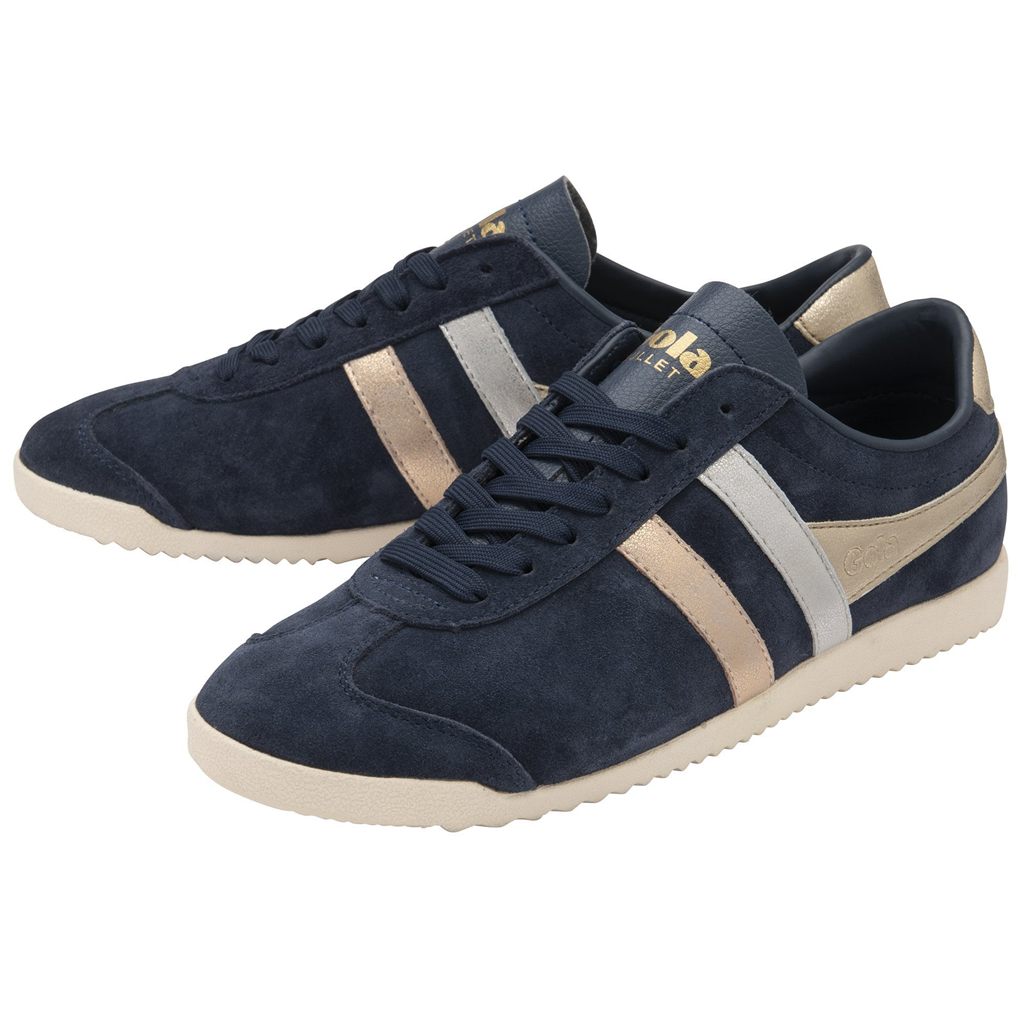 Gola Classics Bullet Mirror Trident Sneakers Azul Marino Plateadas Doradas España | HCB-908716