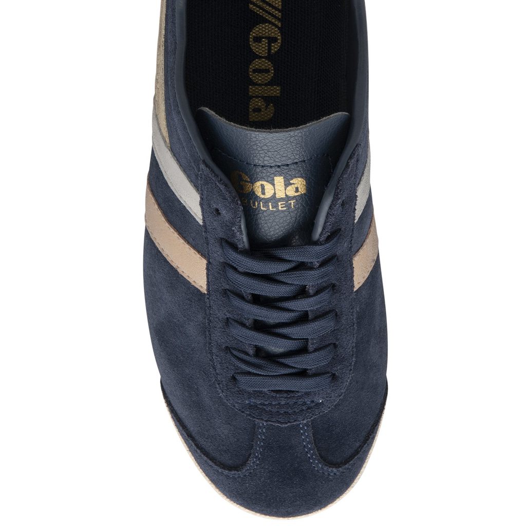Gola Classics Bullet Mirror Trident Sneakers Azul Marino Plateadas Doradas España | HCB-908716