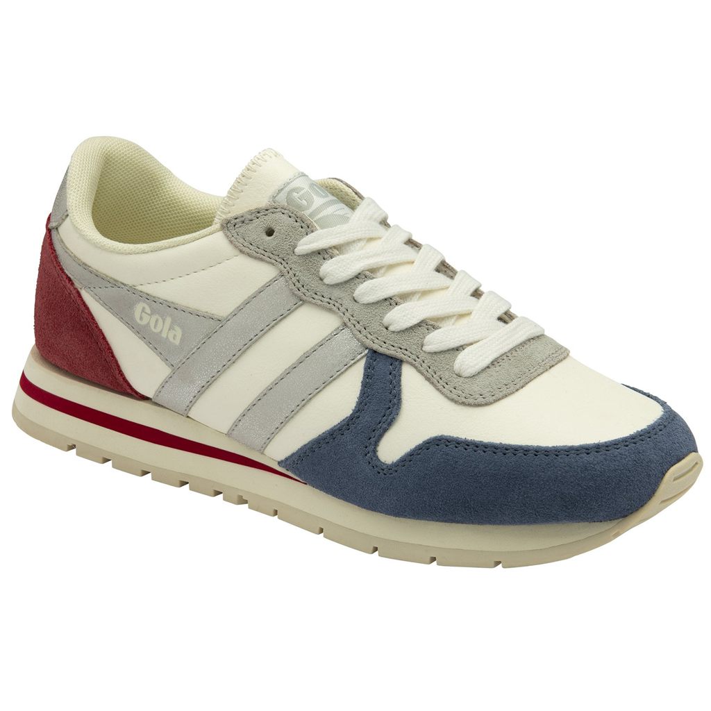 Gola Classics Daytona Quadrant Sneakers Blancas Plateadas Rojas Oscuro España | WOT-692418
