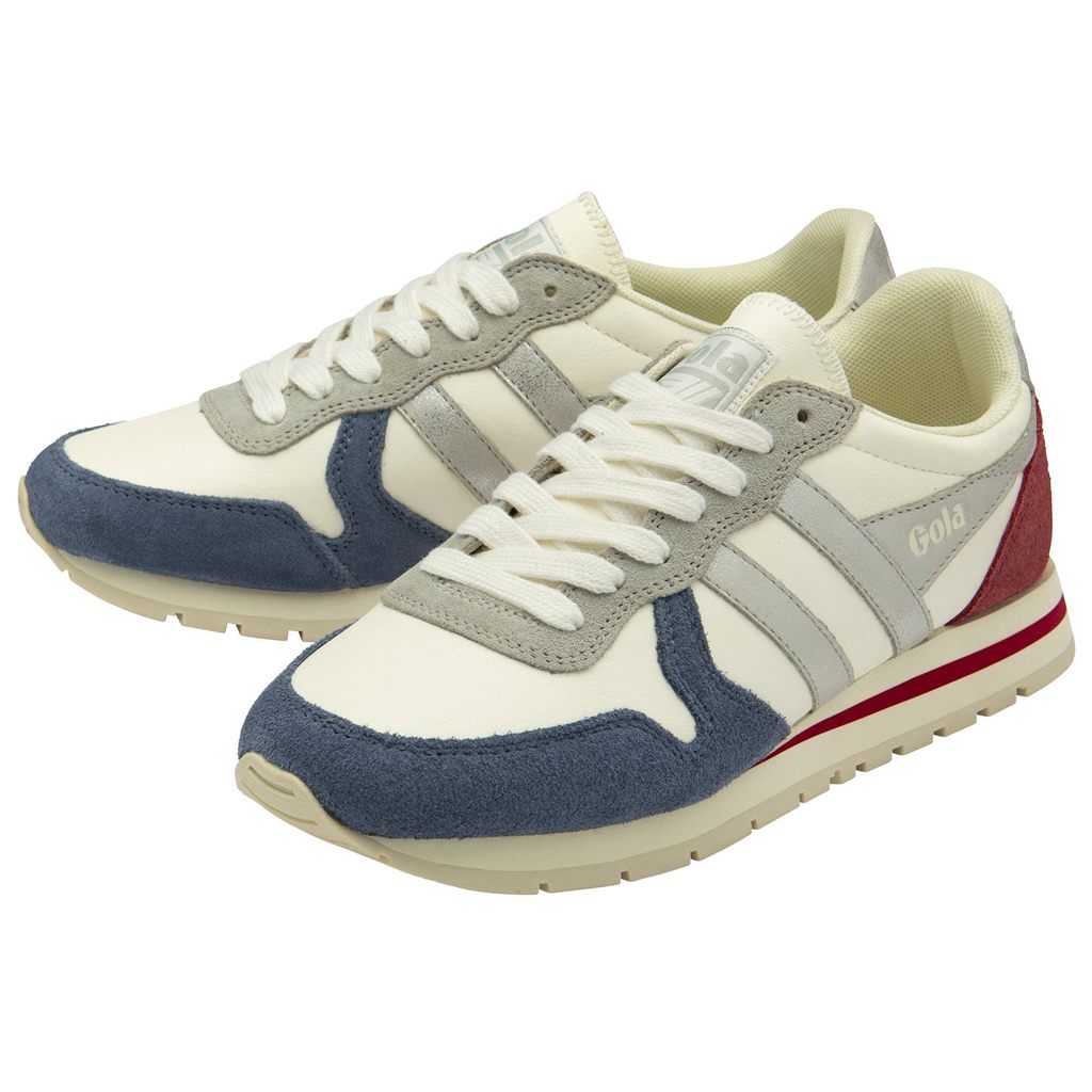 Gola Classics Daytona Quadrant Sneakers Blancas Plateadas Rojas Oscuro España | WOT-692418