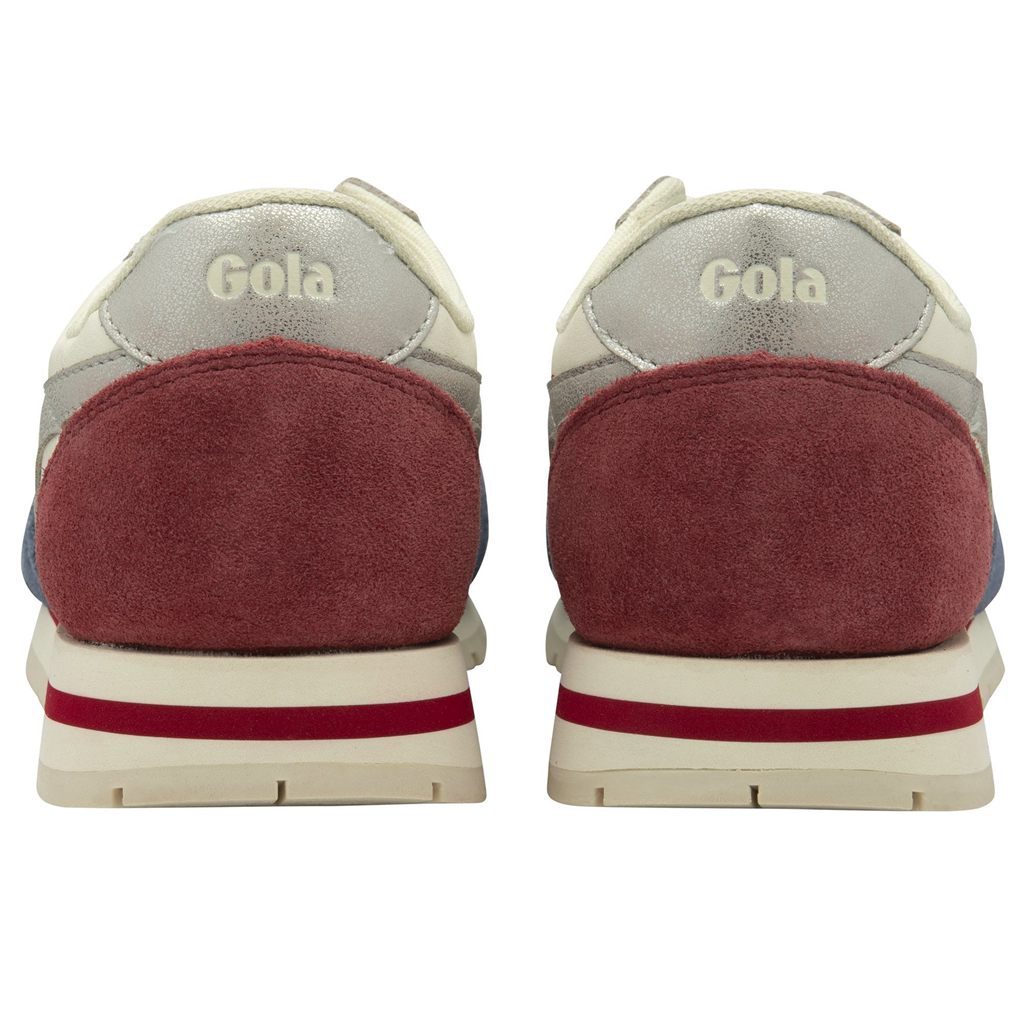 Gola Classics Daytona Quadrant Sneakers Blancas Plateadas Rojas Oscuro España | WOT-692418