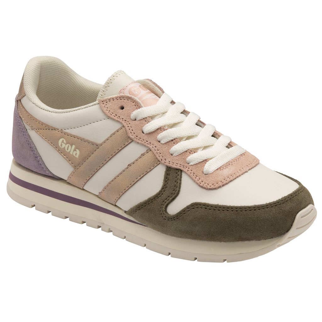 Gola Classics Daytona Quadrant Sneakers Blancas Kaki Rosas Doradas España | PDO-739580