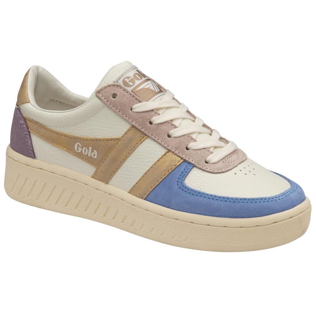 Gola Classics Grandslam Quadrant Sneakers Blancas Azules Doradas España | MET-096742