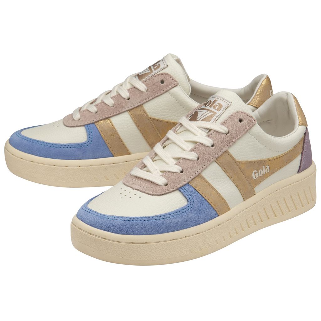 Gola Classics Grandslam Quadrant Sneakers Blancas Azules Doradas España | MET-096742