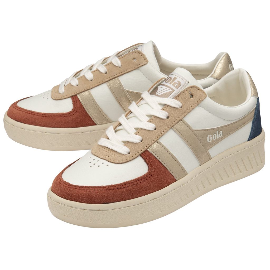Gola Classics Grandslam Quadrant Sneakers Blancas Naranjas Doradas España | VZW-680129