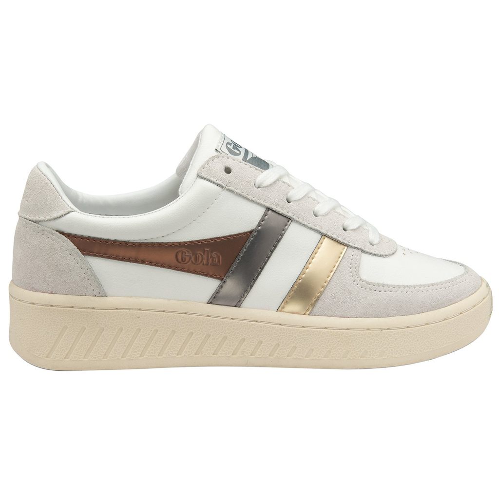 Gola Classics Grandslam Trident Metallic Sneakers Blancas Doradas España | SKR-236458