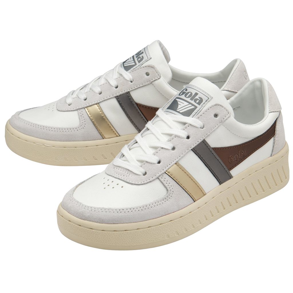 Gola Classics Grandslam Trident Metallic Sneakers Blancas Doradas España | SKR-236458