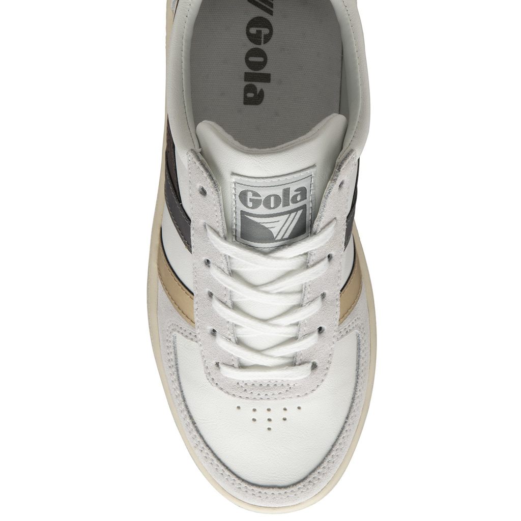 Gola Classics Grandslam Trident Metallic Sneakers Blancas Doradas España | SKR-236458