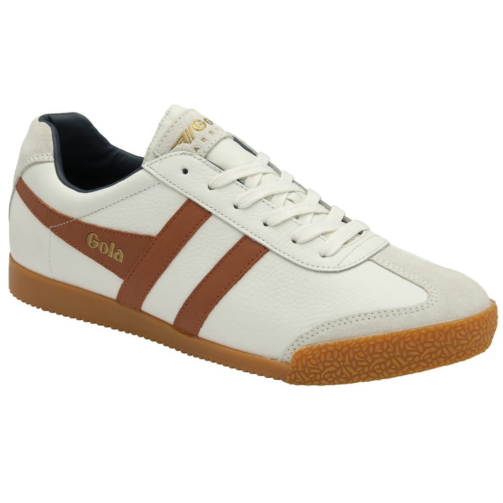 Gola Classics Harrier Leather Sneakers Blancas Naranjas Azul Marino España | FKA-860594