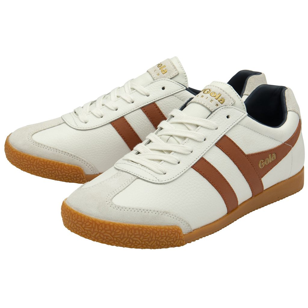 Gola Classics Harrier Leather Sneakers Blancas Naranjas Azul Marino España | FKA-860594