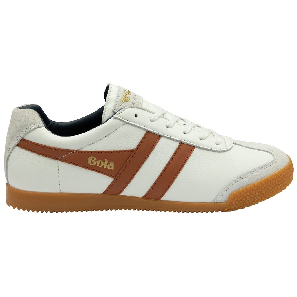 Gola Classics Harrier Leather Sneakers Blancas Naranjas Azul Marino España | FKA-860594