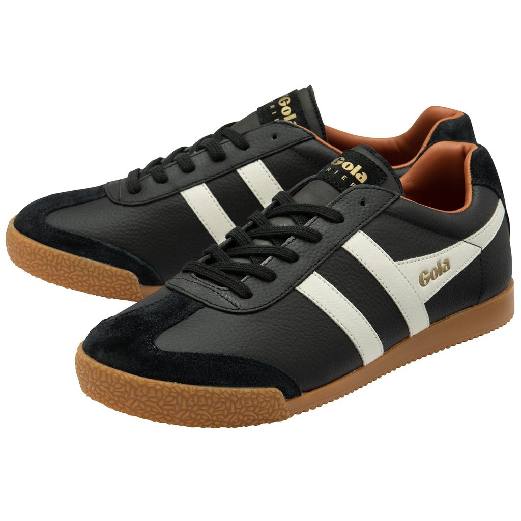 Gola Classics Harrier Leather Sneakers Negras Blancas Naranjas España | XMW-169473