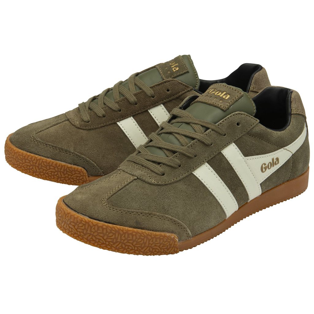Gola Classics Harrier Suede Sneakers Kaki Blancas Negras España | JXC-097685