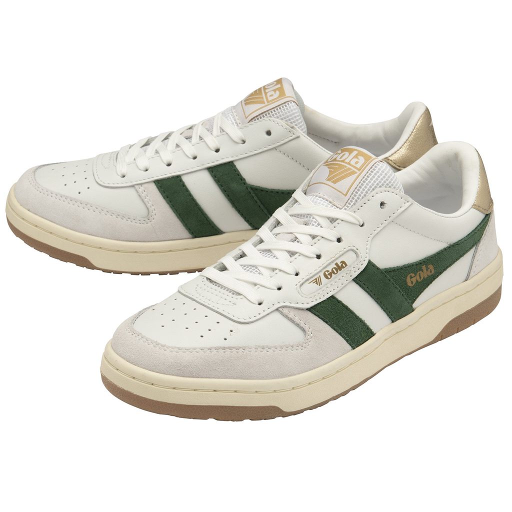 Gola Classics Hawk Sneakers Blancas Verde Oscuro Doradas España | ENH-460371