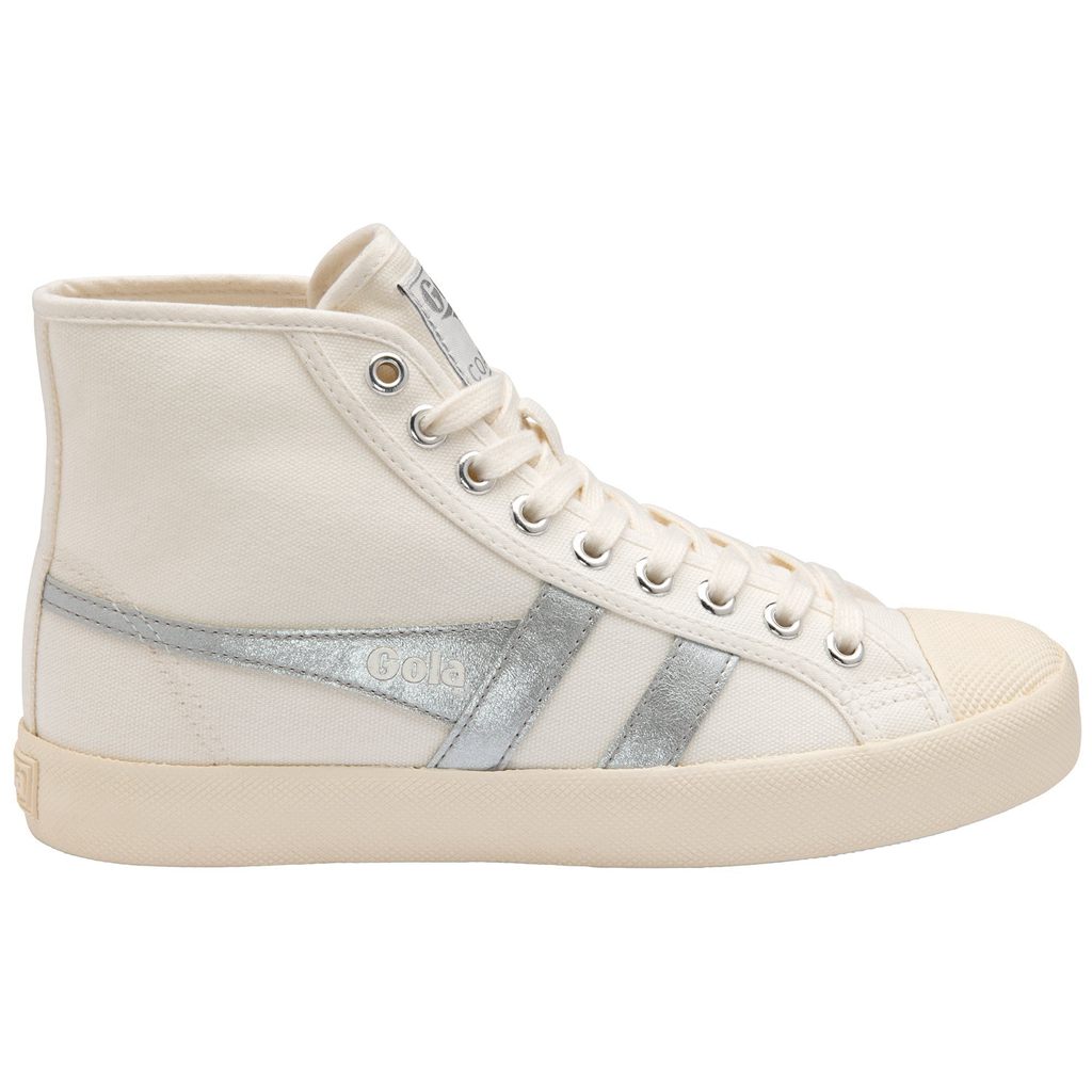 Gola Vegan Classics Coaster Flame High Sneakers Blancas Plateadas España | ULW-159640