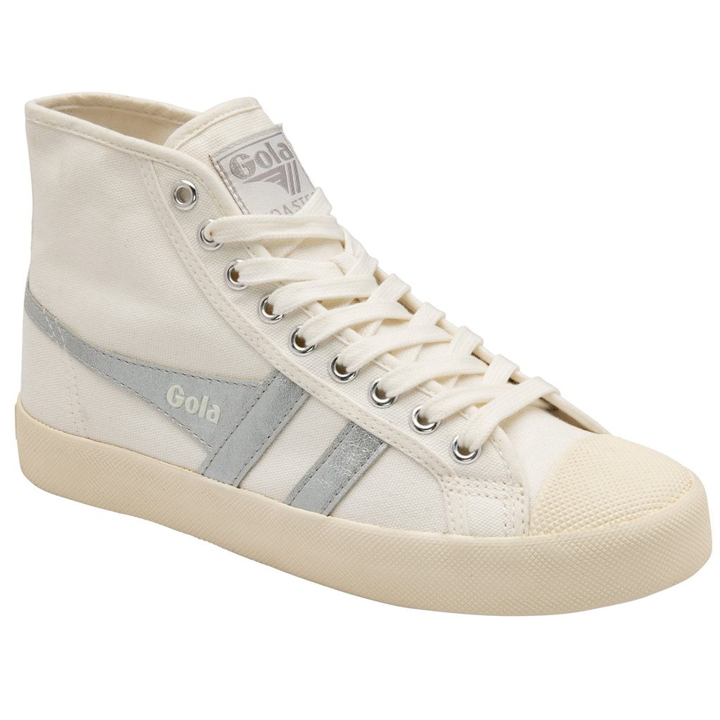 Gola Vegan Classics Coaster Flame High Sneakers Blancas Plateadas España | ULW-159640