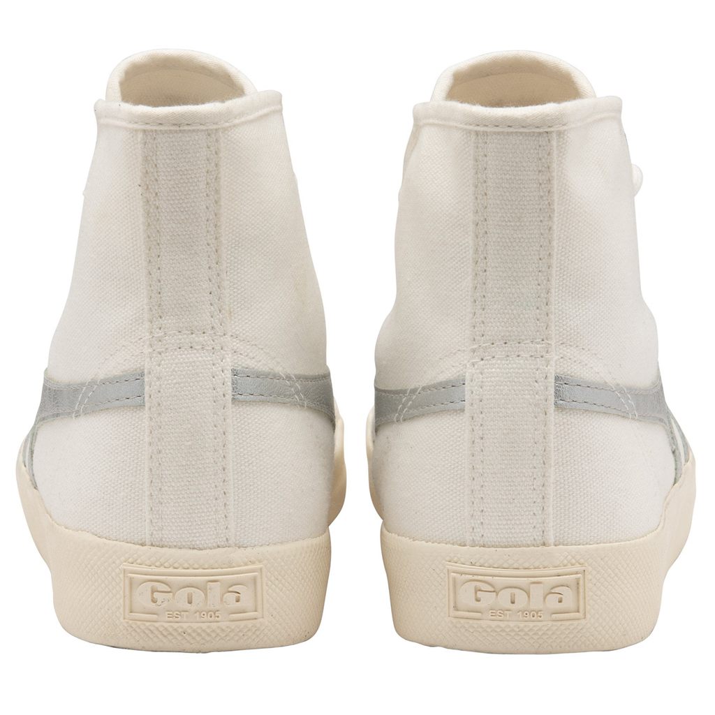 Gola Vegan Classics Coaster Flame High Sneakers Blancas Plateadas España | ULW-159640