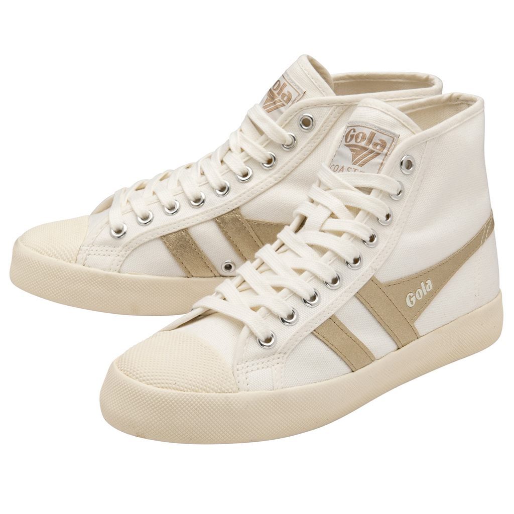 Gola Vegan Classics Coaster Flame High Sneakers Blancas Doradas España | TZP-964270