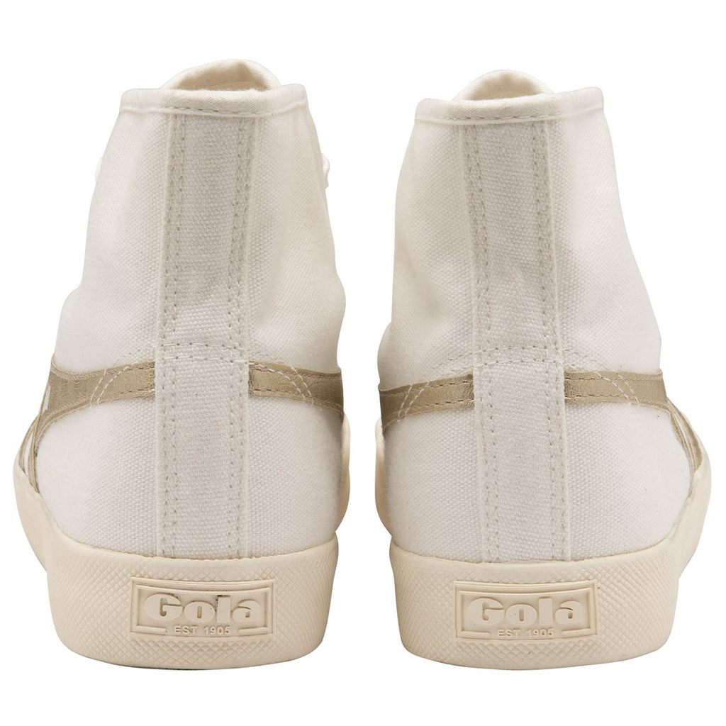 Gola Vegan Classics Coaster Flame High Sneakers Blancas Doradas España | TZP-964270